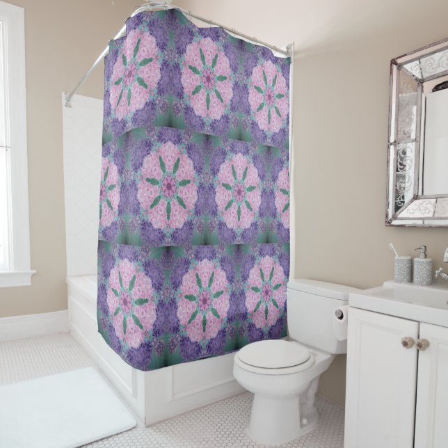 Soft Purple And Pink Hydrangea Shower Curtain (In Situ)