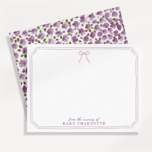 Soft Purple Autumn Floral Nursery Note Card