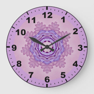 ~ Soft Purple Bonsai Pattern Fractal ~ Large Clock