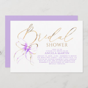 Soft Purple Bow Elegant Romantic Bridal Shower Invitation