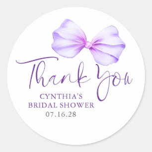 Soft Purple Bow Favors Thank You  Classic Round Sticker