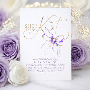 Soft Purple Bow She's Tying The Knot Bridal Shower Invitation