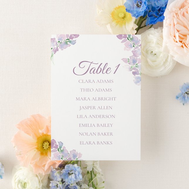 Soft Purple Butterfly Pea Wedding Seating Card (Creator Uploaded)
