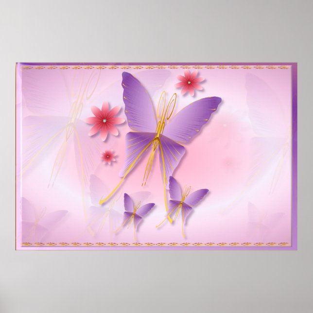 Soft Purple Butterfly Posters (Front)