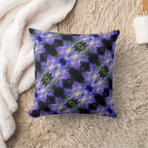Soft Purple Clematis Flower Abstract Cushion