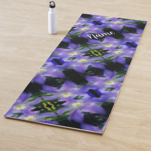 Soft Purple Clematis Flower Pattern Personalised   Yoga Mat