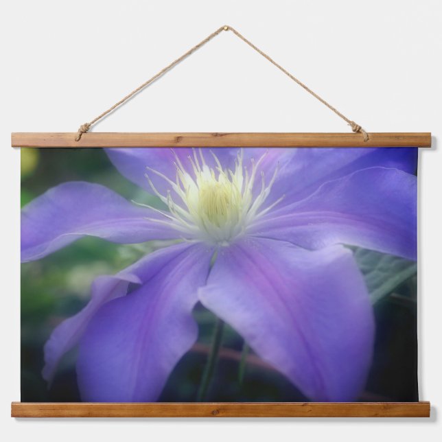 Soft Purple Clematis Flower Petals Hanging Tapestry (Front)