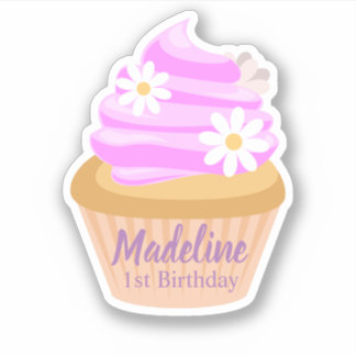 Soft purple cream cupcakes customised sticker