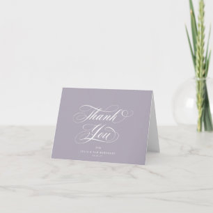 Soft Purple Elegant Script Blank Wedding Thank You Card