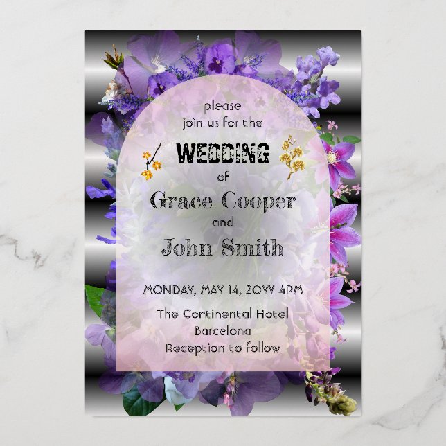 Soft purple floral with black and white background (Front)