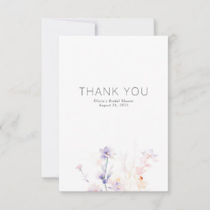 Soft Purple Flowers Minimalist Small Thank You Card