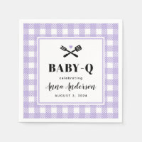Soft Purple Gingham Plaid Baby Q Shower