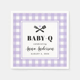 Soft Purple Gingham Plaid Baby Q Shower Napkin