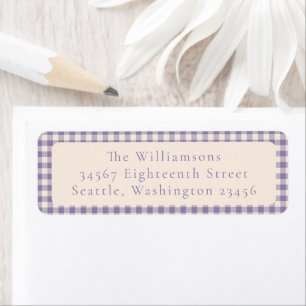 Soft Purple Gingham Plaid Custom Return Address Return Address Label