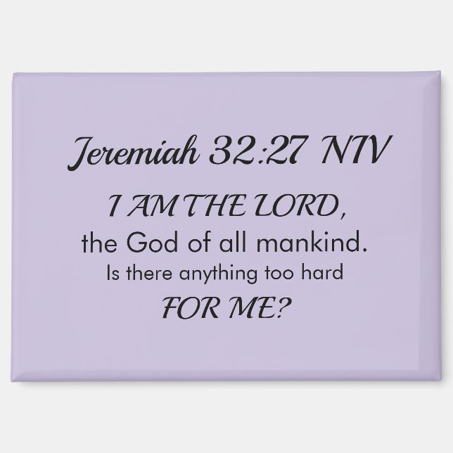 Soft Purple Inspirational Bible Verse Power of God Magnet (Front)