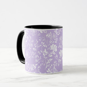 Soft Purple Lavender White Floral Pattern Mug