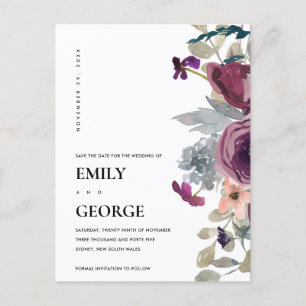 SOFT PURPLE LILAC WATERCOLOR FLORAL SAVE THE DATE ANNOUNCEMENT POSTCARD