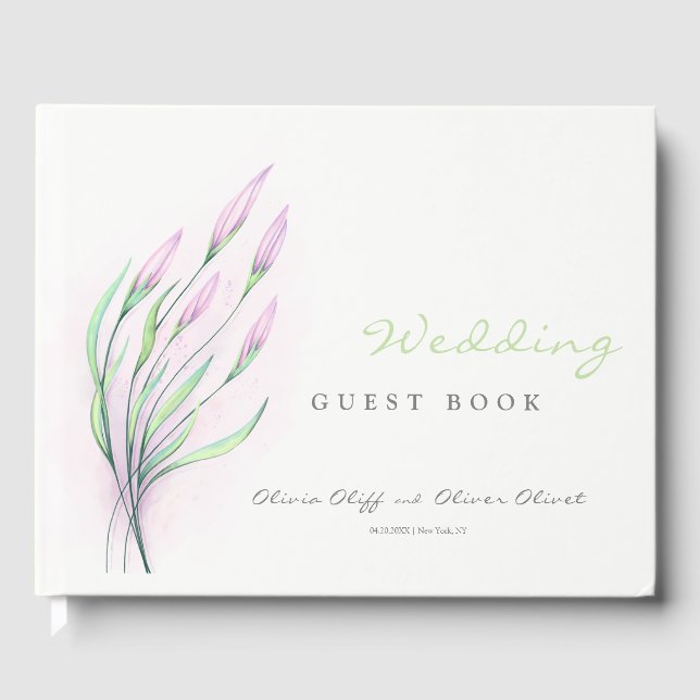 Soft Purple Lilies Wedding  Guest Book (Front)