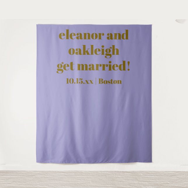 Soft Purple Modern Wedding Custom Photo Backdrop Tapestry (Front)