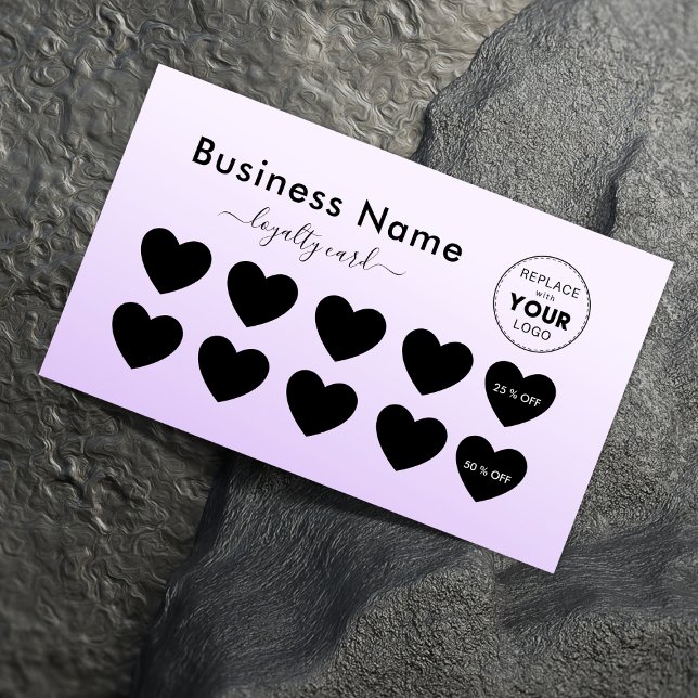 Soft Purple Ombre Add Logo Discount Minimal Girly Loyalty Card (Creator Uploaded)