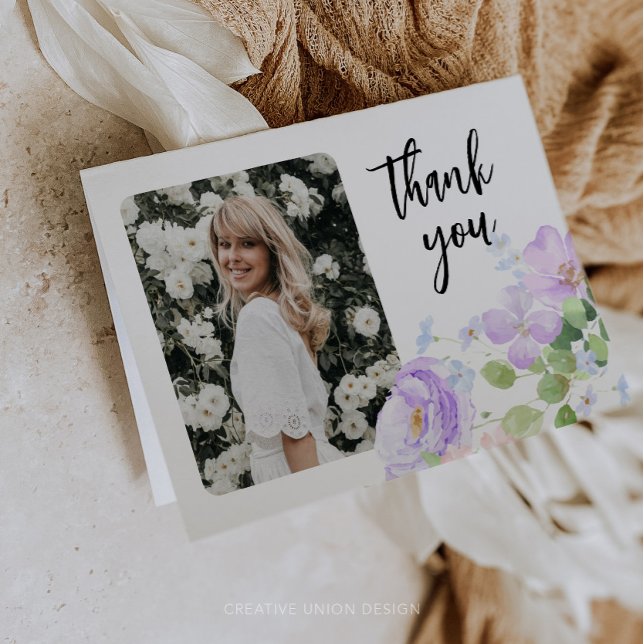 Soft Purple Petals Celebration of Life Thank You Card (Creator Uploaded)