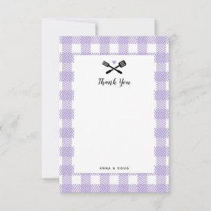 Soft Purple Picnic Cloth BBQ Thank You Note Card
