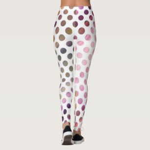Soft Purple Pink and Green Watercolor Painted Dots Leggings