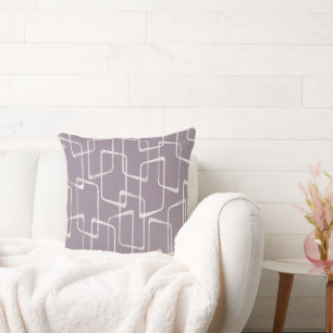 Soft Purple Retro Lino Print Geometric Pattern Cushion