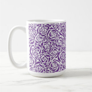 Soft Purple Rose Pattern Coffee Mug