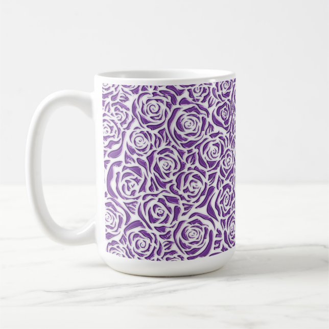 Soft Purple Rose Pattern Coffee Mug (Left)