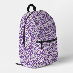 Soft Purple Rose Pattern Printed Backpack