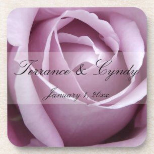 Soft Purple Rose Personal Wedding Coaster