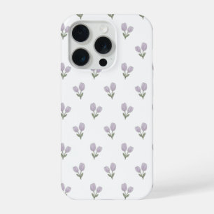 Soft Purple Tulip Pattern Minimal Aesthetic Phone  iPhone 15 Pro Case