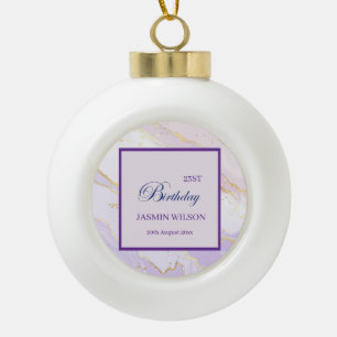 Soft Purple Watercolor Gold Splash Elegant Ceramic Ball Christmas Ornament