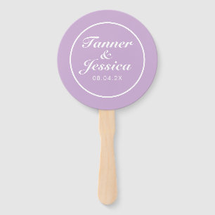 Soft Purple & White Modern Minimalist Wedding Hand Fan
