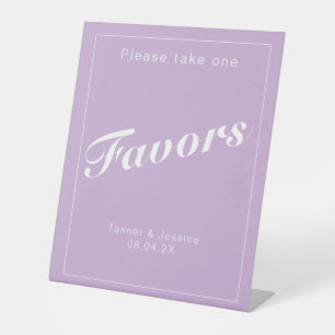 Soft Purple & White Modern Minimalist Wedding Pedestal Sign