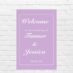 Soft Purple & White Modern Wedding Welcome Poster