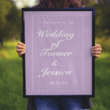 Soft Purple & White Modern Wedding Welcome 