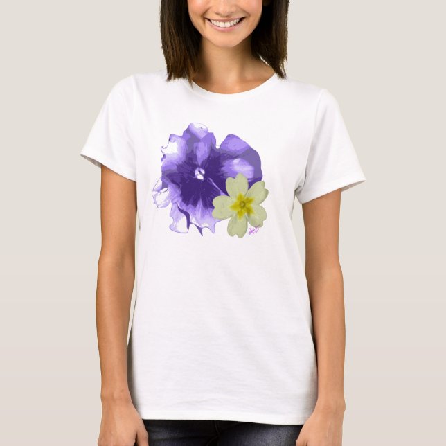 Soft Purple & Yellow Flowers Bella Flowy T-Shirt (Front)