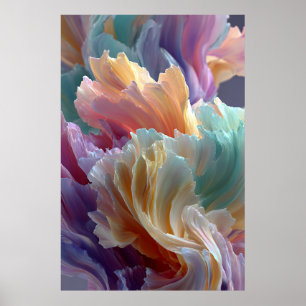 Soft Rainbow Flower Waves – Dreamy Surreal Bloom Poster