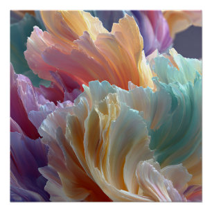 Soft Rainbow Flower Waves – Dreamy Surreal Bloom Poster