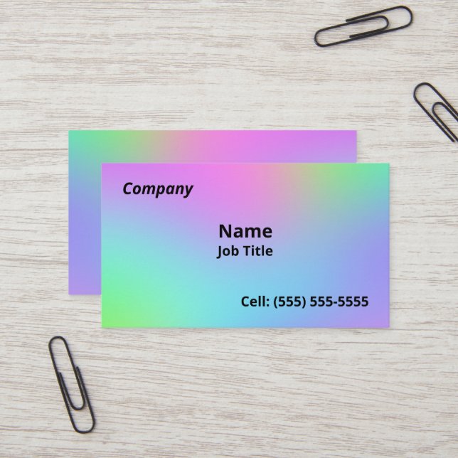 Soft Rainbow Gradient Business Cards (Front/Back In Situ)