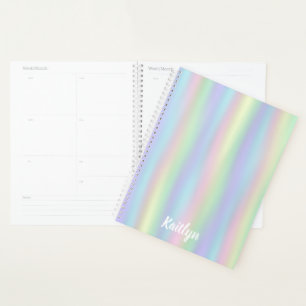 Soft Rainbow Holographic   Personalised Planner