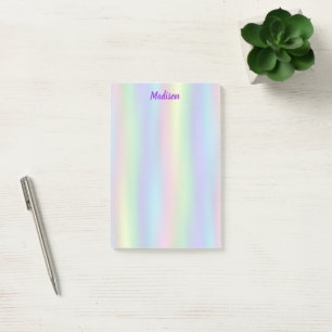 Soft Rainbow Holographic   Personalised Post-it Notes