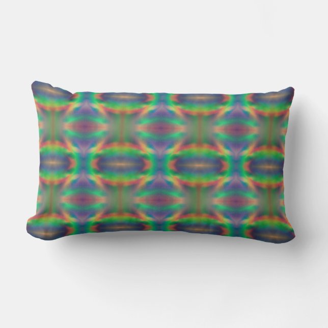 Soft Rainbow Lights Bands Abstract Design Lumbar Cushion (Front)