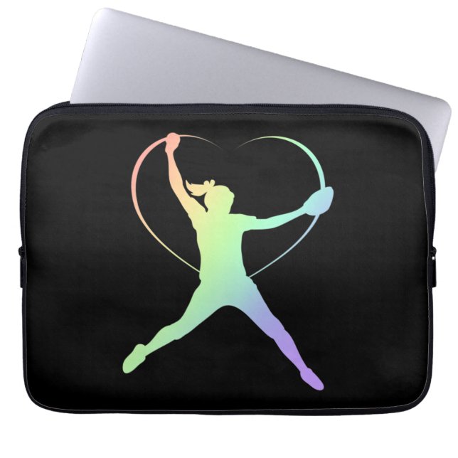 Soft Rainbow Softball Laptop Sleeve (Front)