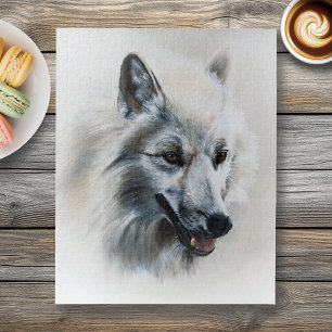 Soft Realistic Majestic White Wolf Portrait Jigsaw Puzzle