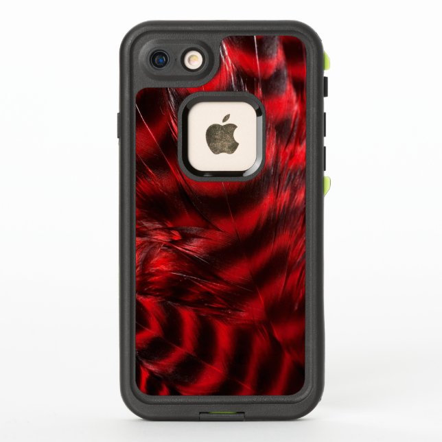 Soft Red and Black Feathers LifeProof iPhone Case (Back)