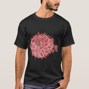 Soft Red Pufferfish Watercolor Design T-Shirt