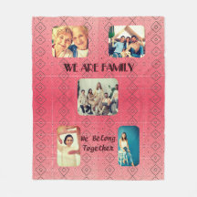 Soft Red Retro Geometric Design  Fleece Blanket